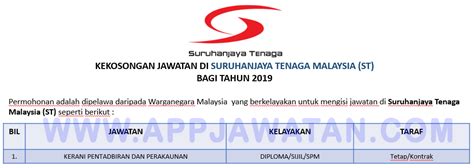 Suruhanjaya tenaga (st) sedang menjalankan siasatan lanjut bagi mengenal pasti punca insiden kebocoran gas di tapak pembinaan transit aliran ringan (lrt3). Jawatan Kosong Terkini di Suruhanjaya Tenaga Malaysia (ST ...