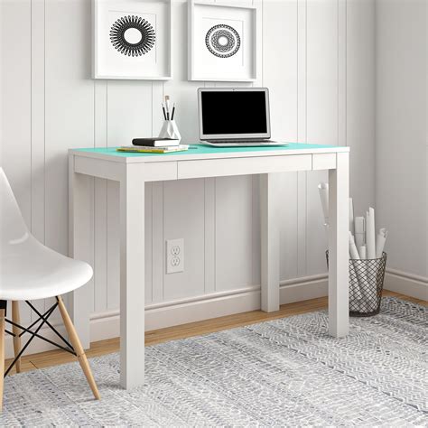 Ameriwood Home Parsons Computer Desk With Drawer Whitespearmint