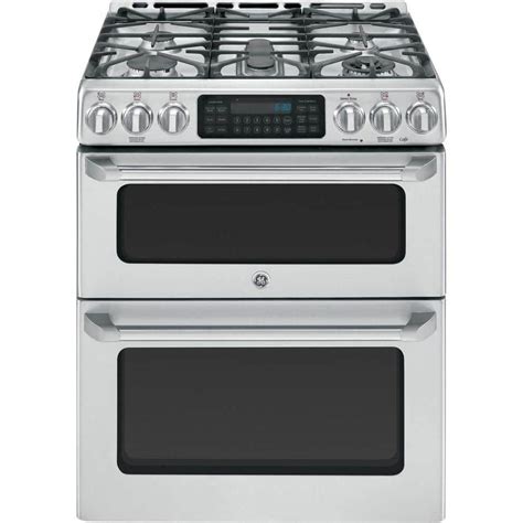 Ge Cafe 67 Cu Ft Double Oven Gas Range With Self Cleaning Convection Oven In Stainless Steel