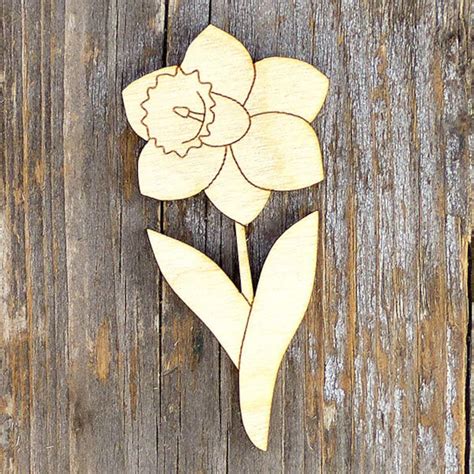 10x Wooden Daffodil Flower Leaves Craft Shape 3mm Ply Spring Etsy Uk