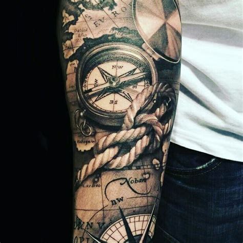 As the member of steampunk or biomechanical tattoo family, compass tattoo is appealing for its variety of designs and unique position in the history. Compass and rope tattoo | Rope tattoo, Tattoo sleeve designs, Compass tattoo men
