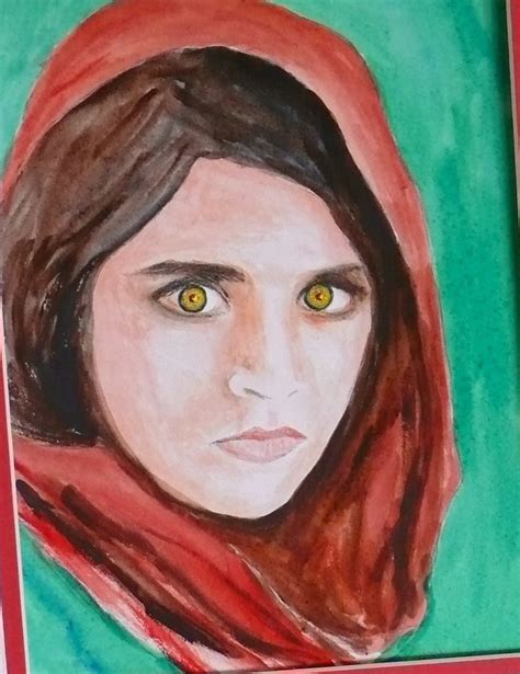Afghan Girl In Watercolour Face Art Afghan Girl Art