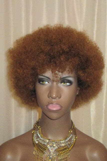 100 Human Hair Afro Kinky Wig Honey Blonde Wig Ebay