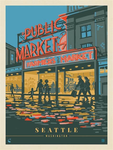 Seattle Washington Vintage Poster Design Seattle Poster Anderson