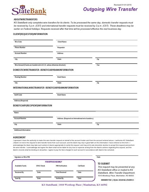 40 Wire Transfer Form Templates Pdf Word Excel