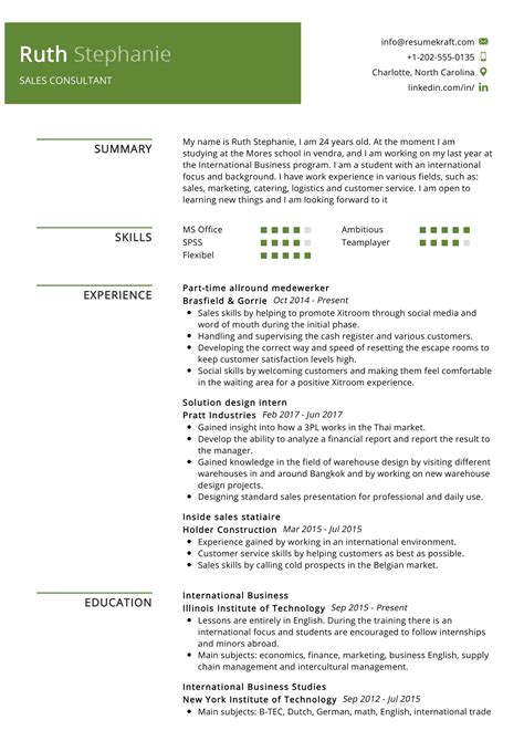 It consultant resume sample for information technology professional with experience as it consultant technical lead in software design process. Sales Consultant Resume Sample - ResumeKraft