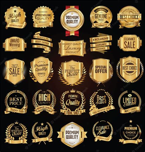 Premium Vector Golden Labels And Badges Vector Illustration Collection