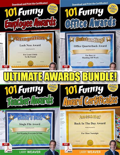 Funny Awards Silly Awards Humorous Award Certificates Funny Awards