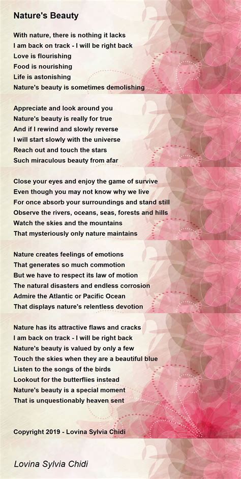 Natures Beauty Natures Beauty Poem By Sylvia Chidi