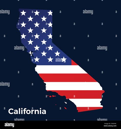 mapa del estado de california y la ilustración de la bandera americana imagen vector de stock