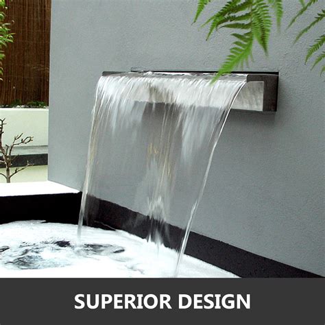 Vevor Pool Fountain Stainless Steel Pool Waterfall Spillway With Pipe