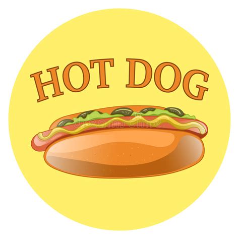Hot Dog Cartoon Illustration Classic American Fast Food Stock Vector