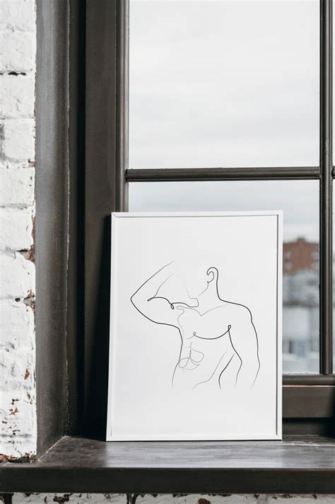 Body Line Art Man Line Art Naked Man Print Nude Figure Line Etsy