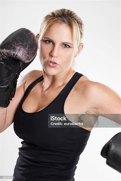 Female Boxer Punching Portrait Stock Photo Download Image Now 20 29