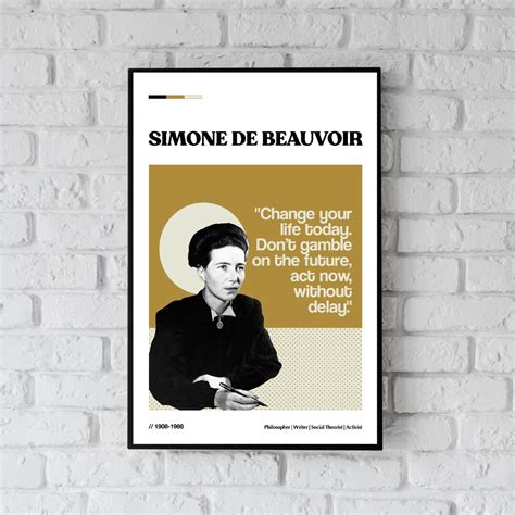 Simone De Beauvoir Feminist Quote Print Manifesting Quote By Etsy