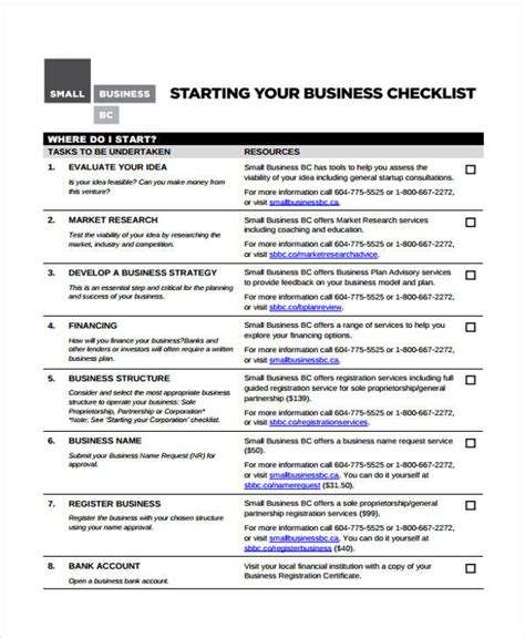 Business Checklist Template 14 Free Word Pdf Format Download