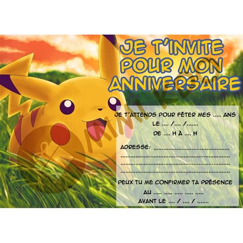 carte invitation anniversaire pokémon elevagequalitetouraine