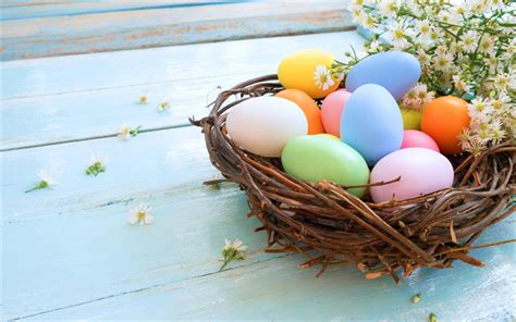 Download Wallpapers Easter Eggs Spring Decoration Easter Decorated