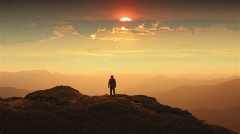 Standing On Mountain Top Mesmerizing Sunset Stock Footage Sbv 337295955