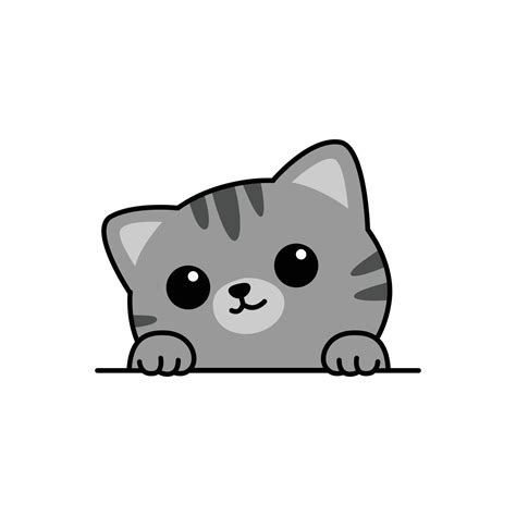 Cute Gray Cat Paws Up Over Wall Cartoon Vector Illustration 2787930