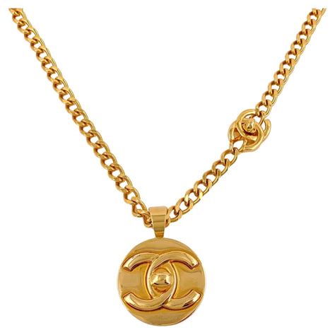 Chanel 97a Vintage Large Medallion Double Turnlock Cc Long Necklace