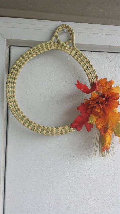 Sweetgrass Wreath With Fall Leaves And Flowers Etsy