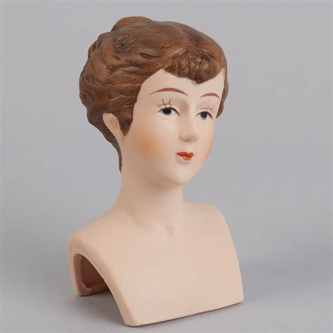 Porcelain Brunette Doll Head True Vintage Porcelain Doll Heads