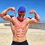 Muscular Shirtless Man Abs Biceps Flex