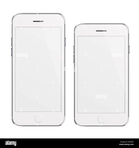 Mobile Smart Phones With White Screen Isolated On White Background