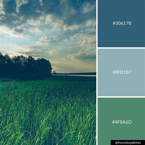 Blue Green Earthy Colors Sunset Fields Color Palette Inspiration