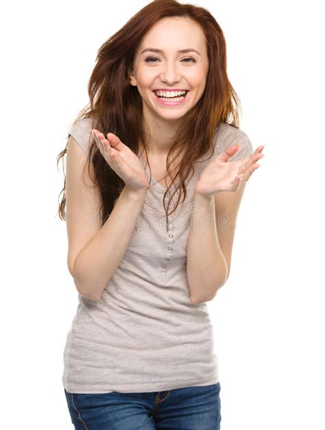 Portrait Of A Happy Young Woman Stock Image Image Of Brunette Joyful