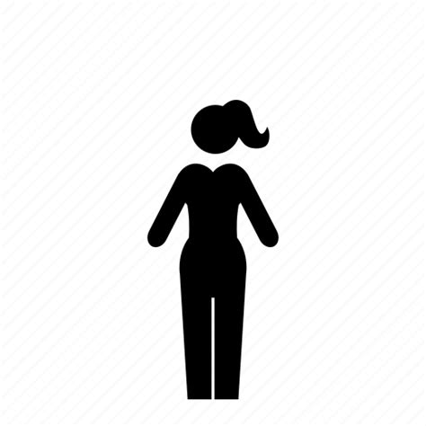 Female Girl Modern Pants Ponytail Woman Icon