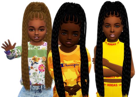 Highpony Braids All Ages Sims Hair Sims 4 Black Hair Sims 4 Cc Kids