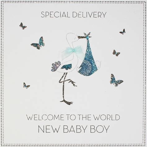 Welcome To The World New Baby Boy Large Handmade New Baby Card