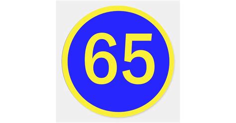 Number 65 In A Circle Classic Round Sticker Zazzle