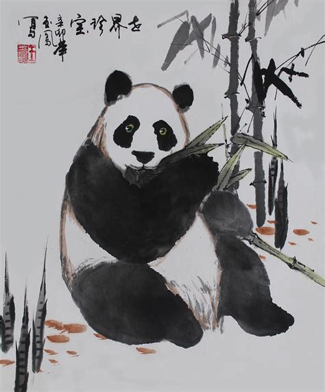 Giant Panda Painting By Yufeng Wang