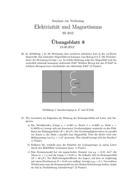 Blatt 8 Übungsaufgaben 2012 Seminar zur Vorlesung Elektrizit at