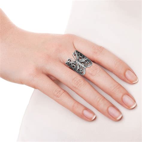 Elegantly Handcrafted Sterling Silver Butterfly Wrap Around Ring