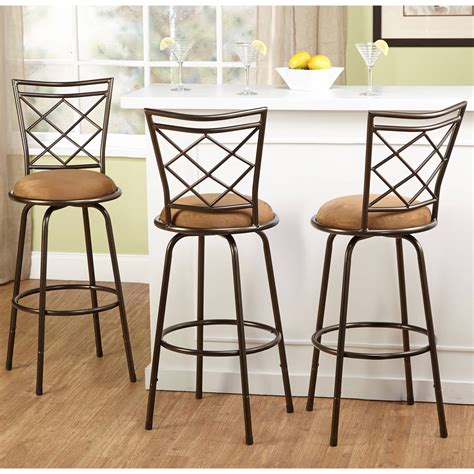 Tms Avery Bar Stool With Swivel And Adjustable Height Brown Set Of 3
