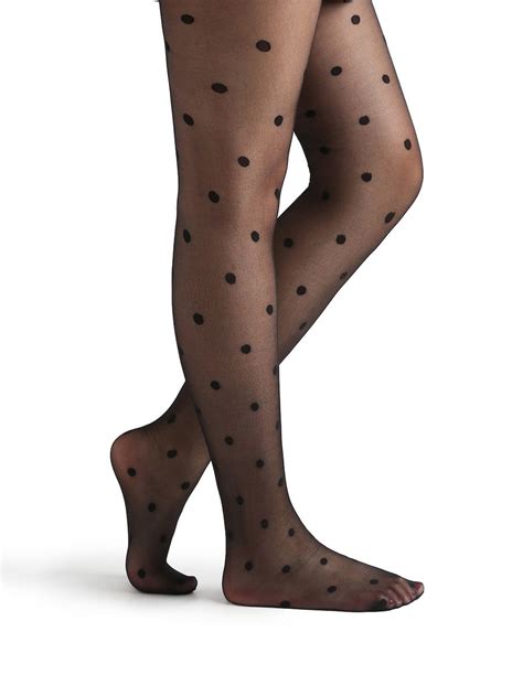 Black Polka Dot Pattern Sheer Mesh Pantyhose Stockings SheIn Sheinside