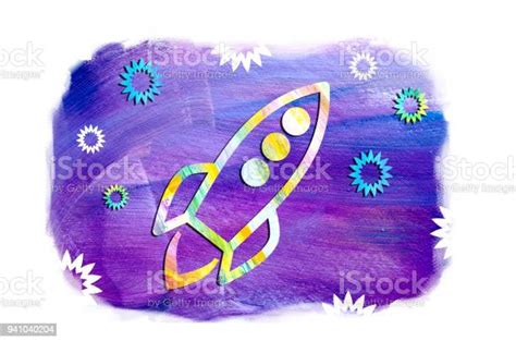 Beautiful Spaceship Flying Among The Stars Stock Illustration