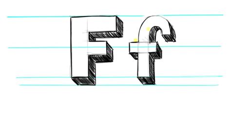 How To Draw 3d Letters F Uppercase F And Lowercase F In 90 Seconds