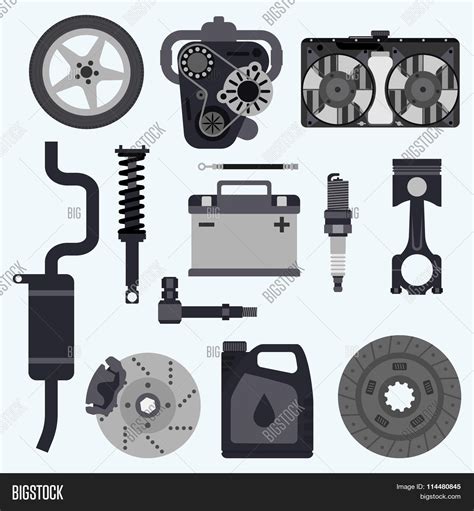 Set Auto Parts Vector And Photo Free Trial Bigstock