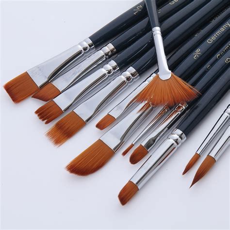 12pcsset Paintbrush Oil Acrylic Paint Brush Watercolor Brush Nylon