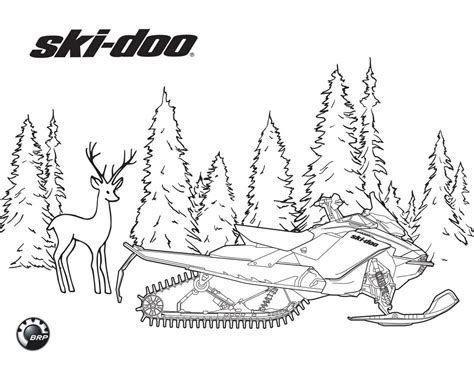Snowmobile Coloring Skidoo Ski Doo Drawing Vehicle Printable