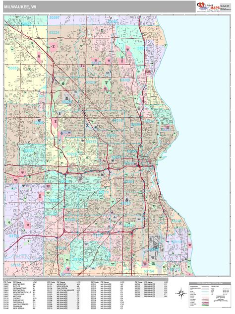 Milwaukee Wisconsin Wall Map Premium Style By Marketmaps