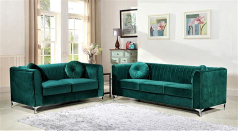 Us Pride Furniture Valak 2 Piece Velvet Living Room Set Green