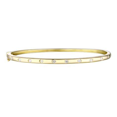 Womens Fashion 14k Yellow Gold Bangle Bracelet Hinged 034 Ct Genuine