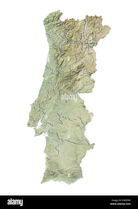 Detailed Political Map Of Portugal With Relief In Bla