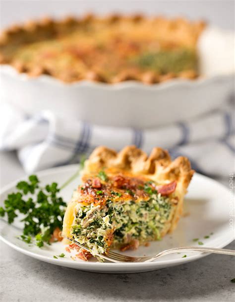 Basic Cheesy Spinach Quiche With Bacon The Chunky Chef